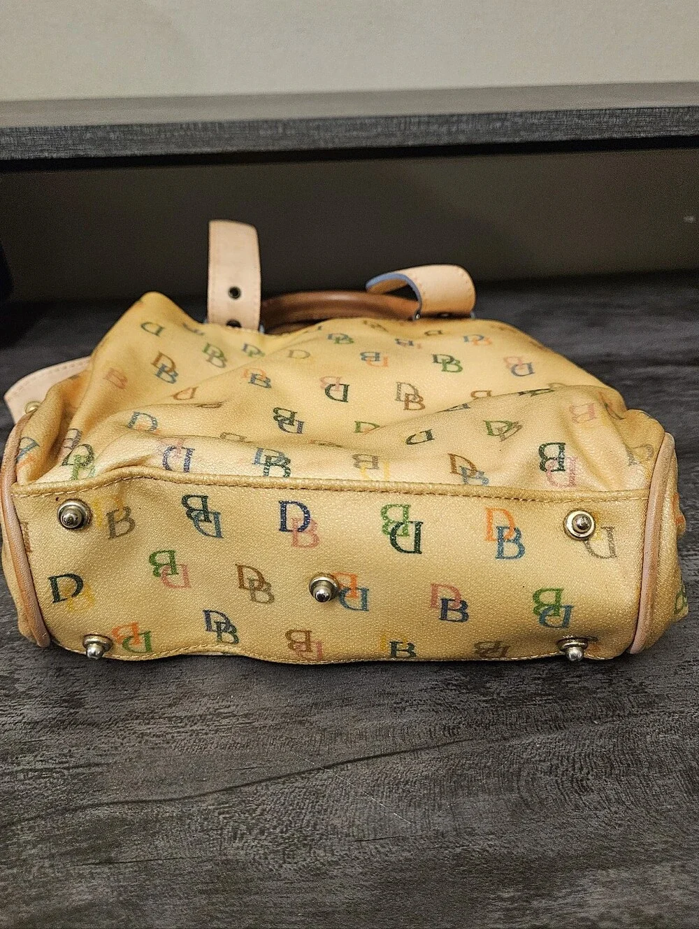 Vintage Y2K Dooney & Bourke Rainbow Doodle Monogram Satchel Bag